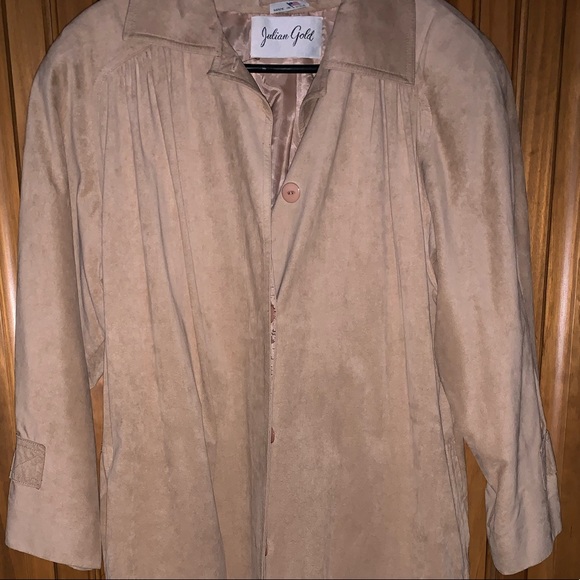 Ladies Julian Gold suede trench coat size 6 - Picture 1 of 8